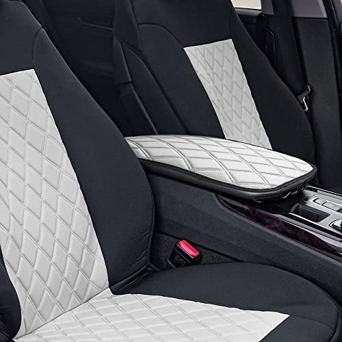 Image of FH Group Neosupreme White Diamond Pattern Center Console Pad - Water-Resistant Armrest Cover Protector for Cars, SUVs & Trucks