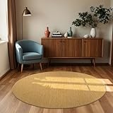 Paco Home Outdoor Teppich Flachgewebe Sisaloptik Modern Einfarbig meliert wetterfest & pflegeleicht Küchenteppich Ideal für Terrasse Balkon Garten, Grösse:80 cm Rund, Farbe:Gelb