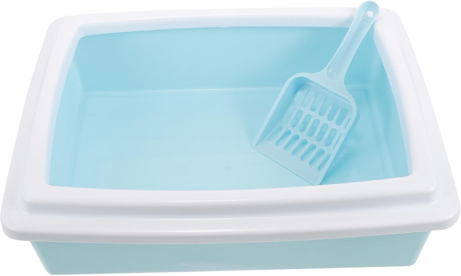Portable Open Top Cat Litter Box with High Walls and Scoop PP Material Low Entry Design for Indoor Cats for pet Areas Blue