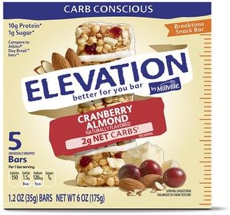 Elevation by Millville Cranberry Almond Breaktime Bars 6oz(1.2oz x 5 bars), pack of 1