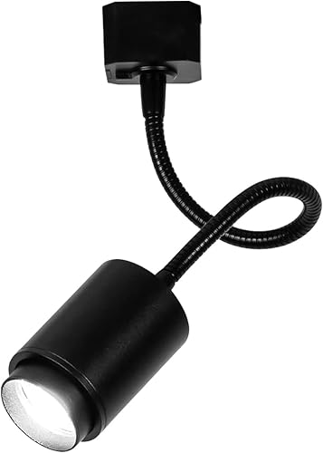 Kiven Iluminación de riel tipo H, 1 luz moderna Halo Track accesorios de iluminación con cuello de cisne flexible de 360, foco LED de aluminio negro