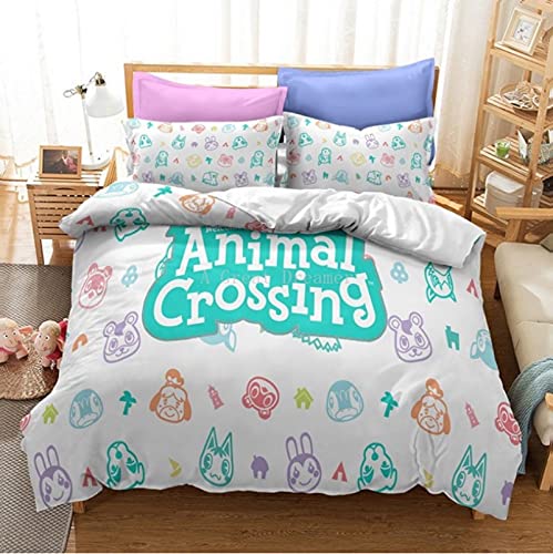 ysldtty Ensemble De Literie 3D Animal Crossing Cute Kids Housse De Couette Linge De Lit Literie Colorée pour Les Enfants Q-2429E 220CM x 240CM avec Taie...