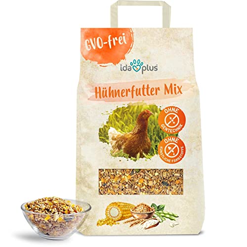 Ida Plus - Hühnerfutter Mix - Ausgewogenes Hühner Alleinfutter - 5 Kg - OHNE GENTECHNIK - Enthält Calcium und Vitamine - Ganzjahresmischung - Bestens für Futterautomaten geeignet