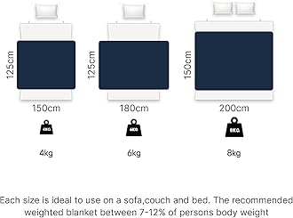 Brentfords 8kg Weighted Blanket Navy, Stress Relief Anti Anxiety Weighted Blanket King Size Adult Insomnia Sleep Blanket for Bed, 150 x 200cm Navy Blue