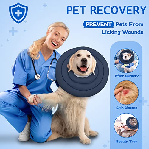 Image of Soft Dog Cones for Small Medium Dogs and Cats, Adjustable Dog Donut Collar Water Proof(Grey,XXXL-13)