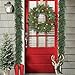 Christmas Wreath with Lights 24 Inch Real Touch Pine Wreath with Red Berries/Pine Cone Prelit Christmas Wreaths for Front Door Outdoor Christmas Decorations Winter Wreath for Windows Indoor Holiday