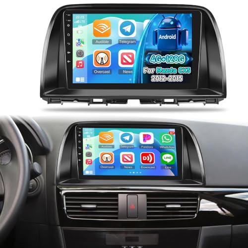 [4+128G] NHOPEEW Car Radio for Mazda CX5 CX 5 CX-5 2012-2015, 9 Inch HD Incell Touch Screen Car Stereo with Wireless Carplay and Android Auto, GPS Navi, 5G WiFi, EQ Audio, SWC + AHD Backup Camera