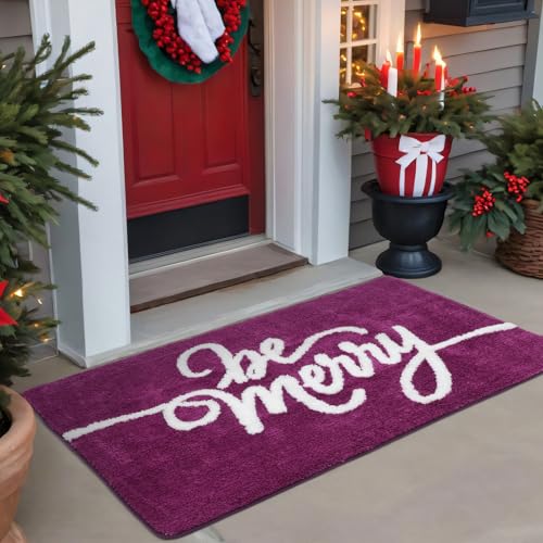 HunnmingRe Christmas Bathroom Rug 48x30 Inch Be Merry Gothic Non Slip Mat