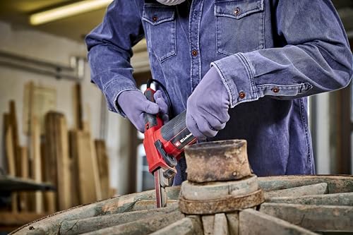 Einhell Bandfeile TC-BF 500 E (500 Watt, Geschwindigkeit bis 1.700 m/min, Dauerlaufarretierung, integrierte Staubabsaugung, Drehzahlelektronik, inkl. 6x Schleifbänder)