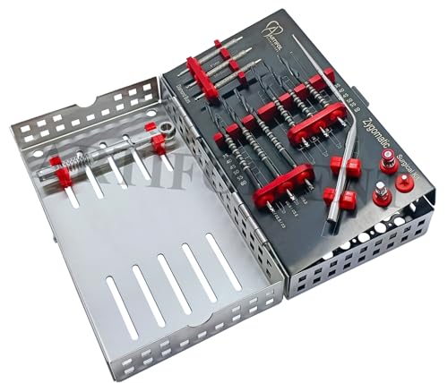 ARTIFOL 14 Pcs Dental Implant Zygomatic kit Black Titanium Coated Step Drills Set for Zygoma with Depth Probe and Ratchet Wrench Strong | Precise | Reliable