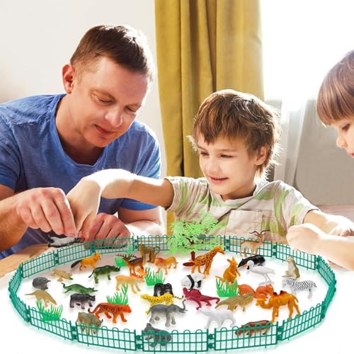 DOITEM Animals Spielzeug, Wild Jungle Zoo Tier, Mini Tierfiguren Set, 54PCS, Geschenke für Kinder Jungen Mädchen 3 4 5 6 Jahre Alt