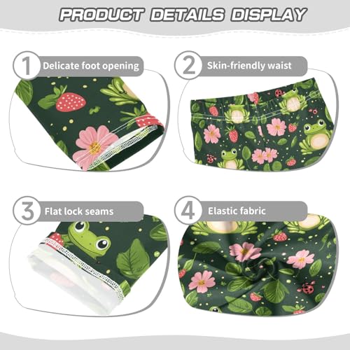 Wusikd Frogs Ladybugs Girls' Leggings Toddler Doodles Pink Strawberry Kids Yoga Pants Dance Active Tights 4T3