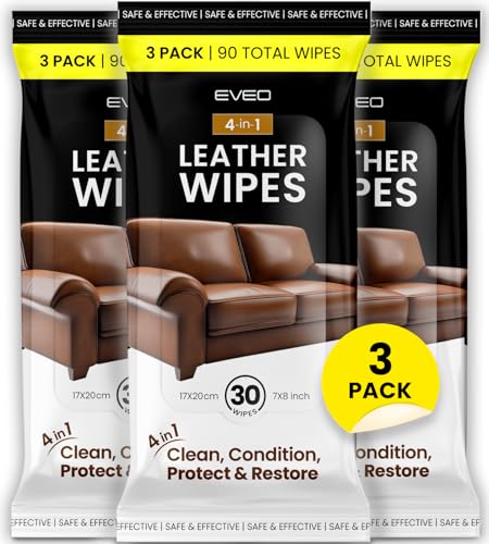 EVEO Leather Cleaner Wipes 4-in-1 Leather Cleaner and Conditioner for Furniture - Leather Couch...