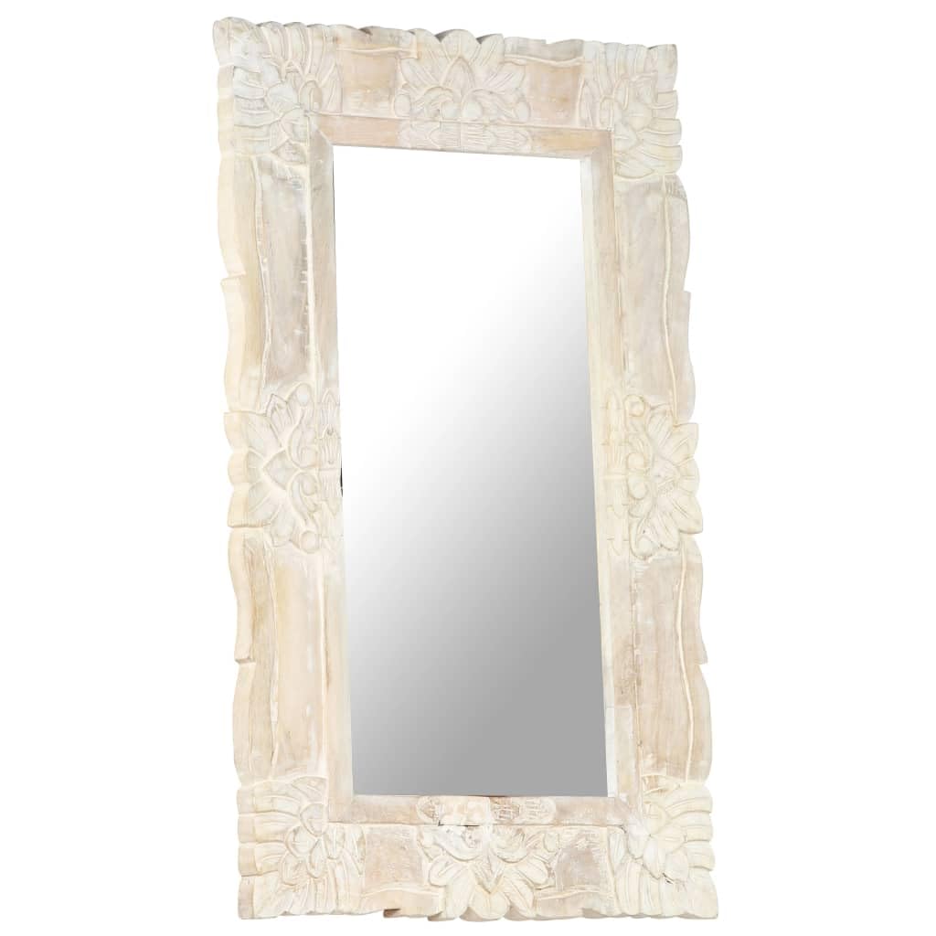 Genérico Espejo de Madera Maciza de Mango Blanco 80x50 cm,Casa y jardín,Decoración,Espejos,321633