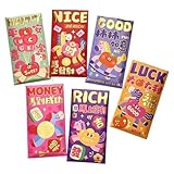 Chinesische Neujahrs-Umschläge, geprägtes Folien-Set, Mondfeier, 6 Stück, mit traditionellen Designs, Premium-Papiertextur, lebendige Farben für Kinder, Familie, Freunde, Zuhause, Gemeinschaftstreffen