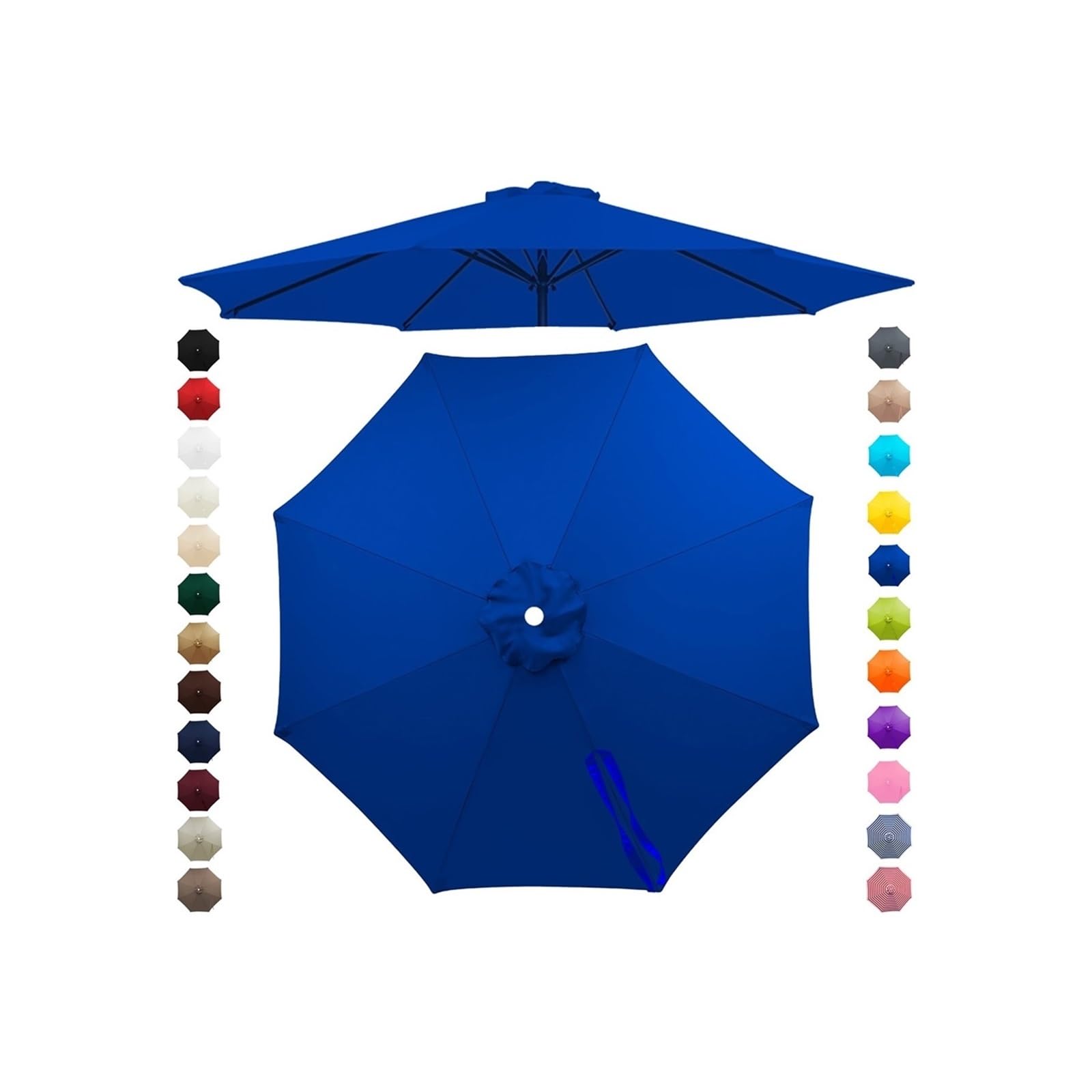 Chinimon Replacement Parasol Canopy 2m/2.5m/2.7m/3m/3.5m, 6/8 Arms Garden Parasol Cover for Yard Beach (Royal Blue, 2m/8-Ribs) — image 1