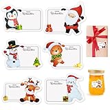 Weihnachtssticker 120 Stück, Selbstklebende Aufkleber weihnachten, Beschreibbare Etiketten Weihnachtsaufkleber, Weihnachtsmann Aufkleber zur Dekoration, Namensaufkleber, Marmeladenglasaufkleber