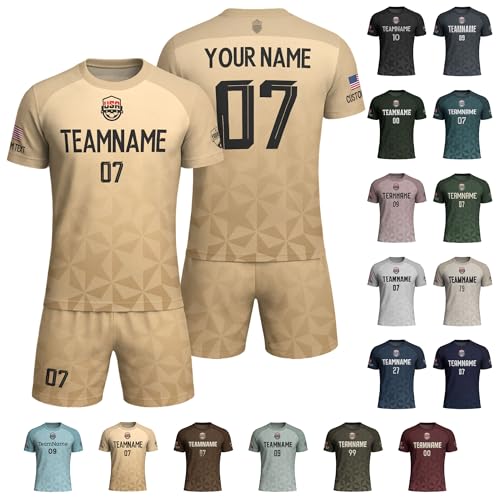 Custom Soccer Jersey Men Youth, Personalized Sports Team Jerseys Name Number (Yellowish)