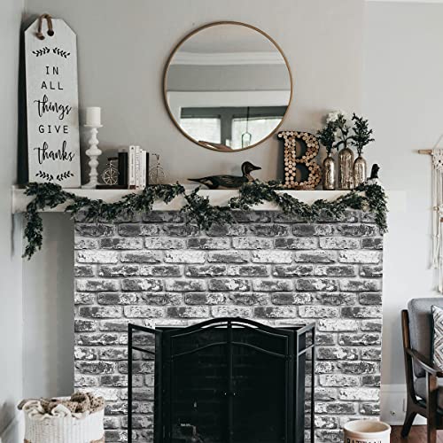 Jeweluck Gray Brick Wallpaper Peel And Stick Wallpaper 17.7Inch×118.1Inch Faux Brick Contact Paper Peel And Stick Backsplash Kitchen Wallpaper Removable Self Adhesive Wallpaper For Bedroom Decor #TOP5
