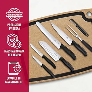 Victorinox Swiss Classic, Set di coltelli da cucina professionali, 7 pezzi, nero