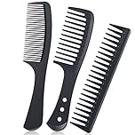 URAQT Hairdressing Combs Set, 3 Pack Wide Tooth Combs, Heat Resistant Anti-static Carbon Hair Brush Hair Comb for Long, Wet or Curly Hair Detangling