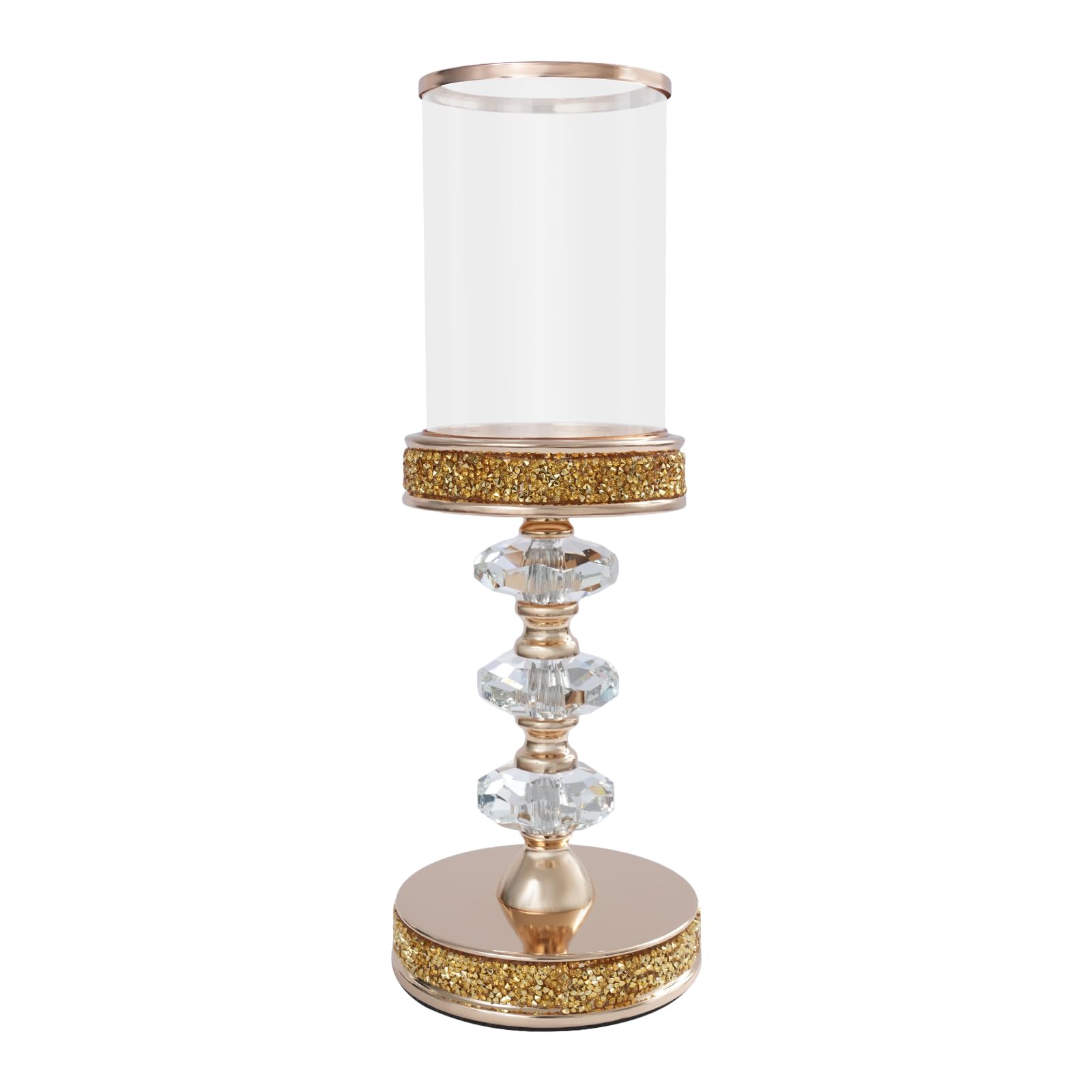 Candle Holder, Crystal Candlesticks Set, Tabletop Pillar Holders for Wedding, Parties, Events, Chirstmas, Home Decor, Table Centerpieces (Silver 02, M)