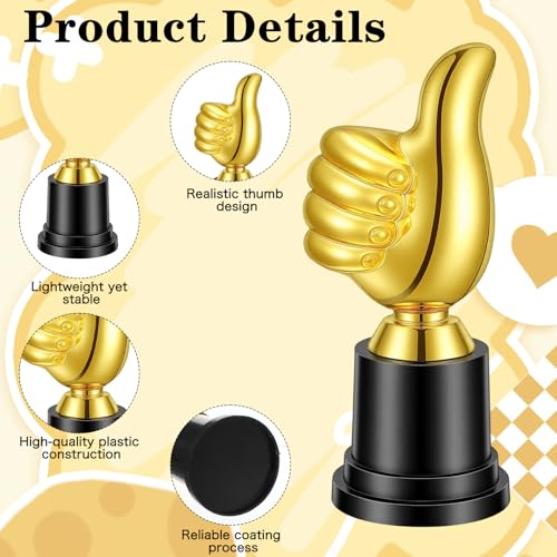 HekouJiub Daumen Hoch Trophäe Golden Finger Pokal Hand Trophäe Pokal Auszeichnung Finger Geste Schreibtisch Statuen Skulptur Für Preisverleihung Party Sport Gewinner