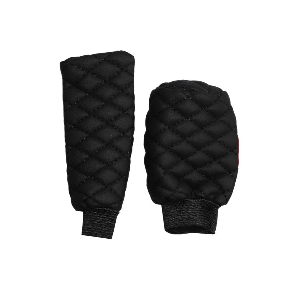 HYASDBWE 2 Pcs PU Leather Car Handbrake Cover Manual Gear Handle Set Automotive Supplies Car Accessories Gear Shifter Parts(Black)