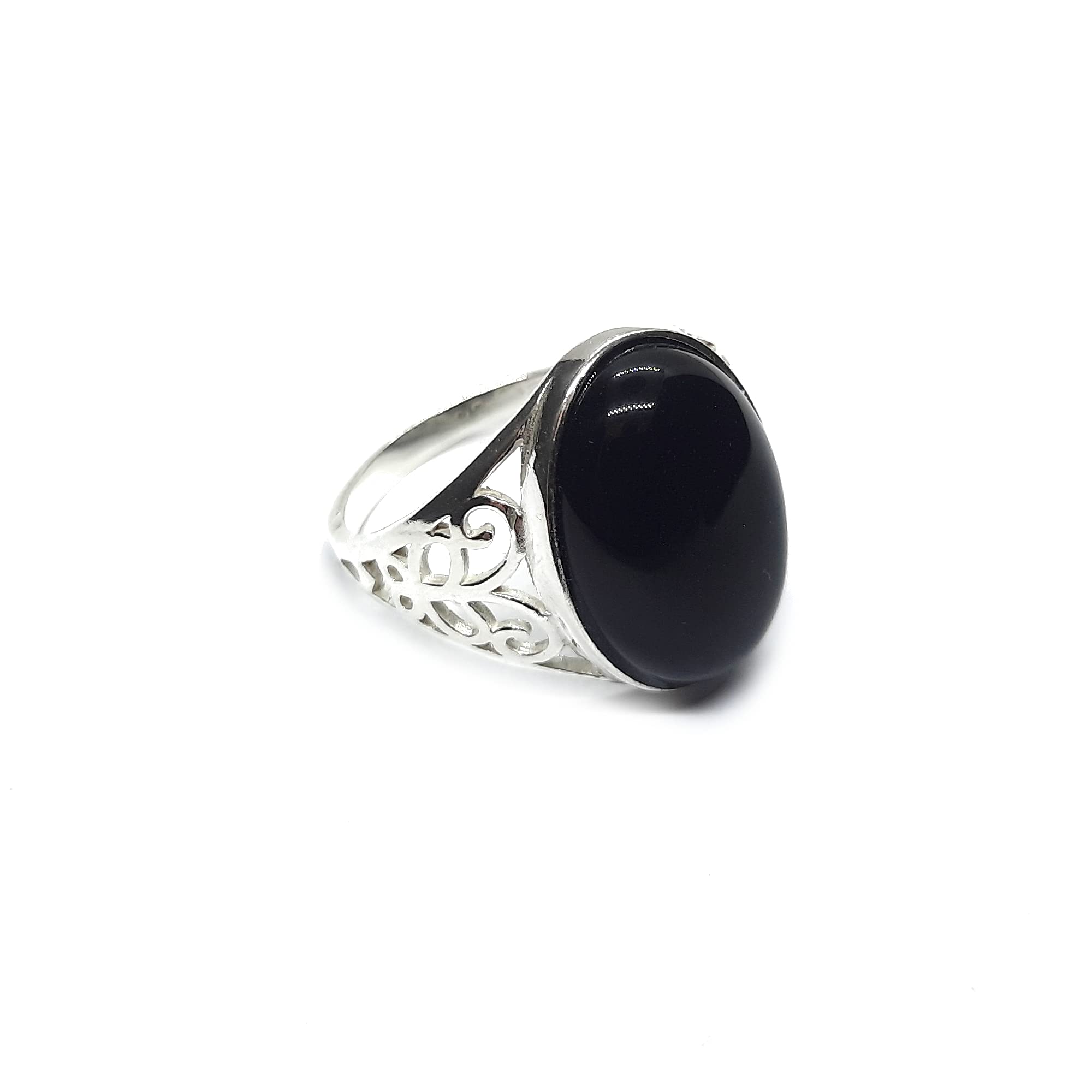 Anillo de Plata Esterlina Hecho a Mano Con Ónix Negro Genuino Sólido Estampado 925