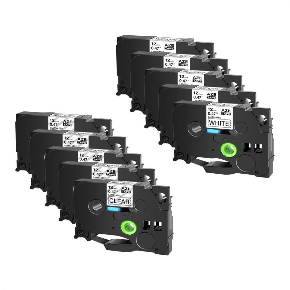 Nastro per etichette 12 mm 18 mm Confezione da 10 nero su bianco e nero su trasparente compatibile con TZE 131 231 per stampanti di etichette 550 100 330(12mm)
