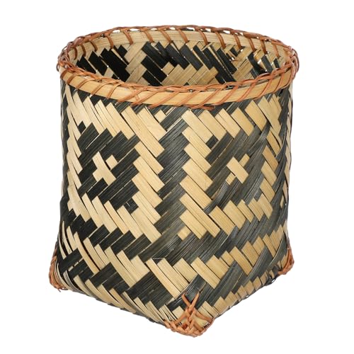 Alipis 竹編みゴミ箱 高さ 手編み丈夫で安定 リビング 寝室向け多用途収納バスケット おしゃれで実用的な家用雑貨整理用品