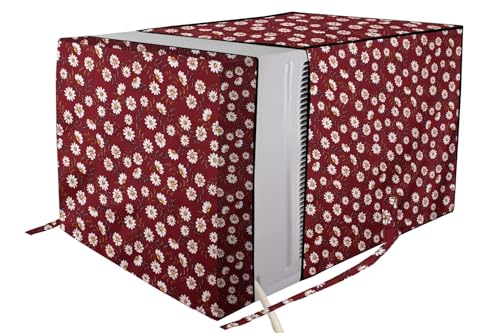 Image of The Furnishing Tree Elastic fit waterproof Polyester window ac cover suitable for Croma 1 Ton, Dustproof cover for inner and outer section, In CM: (48.26x59.69x38.74), Floral Pattern Red White