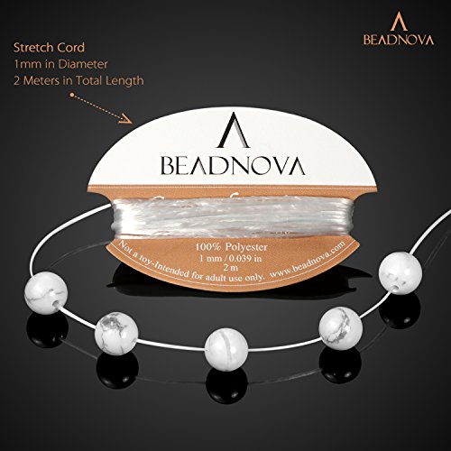 Image of BEADNOVA Natural White Howlite Beads Natural Crystal Beads Stone Gemstone Round Loose Energy Healing Beads with Free Crystal Stretch Cord for Jewelry Making (8mm, 45-48pcs)