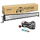 RIGIDON 32 Zoll 80 cm 405W außen alu led lichtleiste mit 12v kabelbaum kit, Wasserdicht warmweiß offroad beleuchtung für Auto Offroad ATV LKW KFZ Traktor Fahrzeuge 4x4, Slim led nebelscheinwerfer