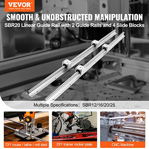 Vevor LINEAR RAIL 2 Set Sbr20-1000Mm 2 Linear Rail Guide And 4Sbr20Uu Bearing Block Linear Slide Guide: Industrial & Scientific thumb #1
