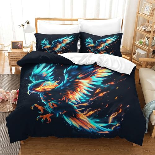 Housse de couette aigle 3D en microfibre 200x200 cm avec 2 taies - 3