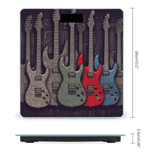 Báscula digital para baño con vidrio templado y patrón guitarra miniatura 2