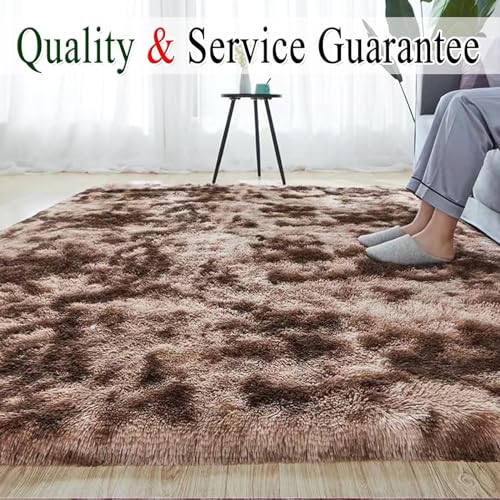 Tapis moelleux chambre marron lavable et grand format antidérapant - 7