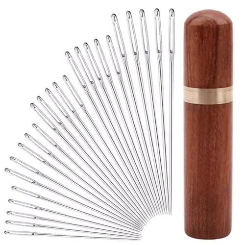 25Pcs Large Eye Sewing Needles Kit, Stainless Steel Embroidery Thread Needle for Leather Stitching Quilting Crochet