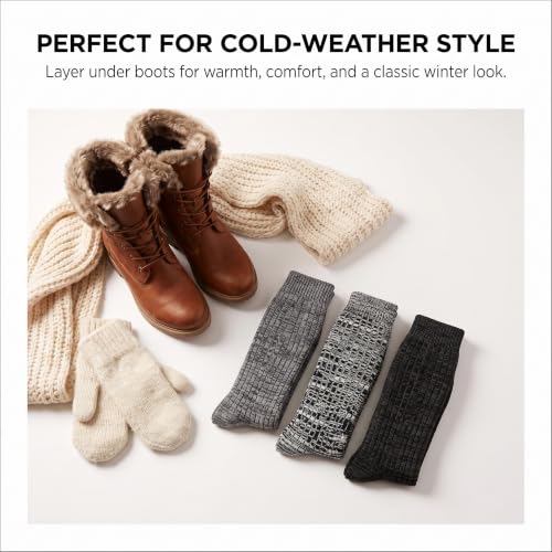 Image of Tipi Toe Women's 3 Pairs Ragg Marled Wool-Blend Boot Socks - Warm Ribbed Over the Calf /Knee High Socks for Winter Comfort