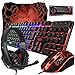 Orzly Kit de Jeu Rx250 4 en 1 composé d’Un Clavier rétroéclairé RVB [Disposition AZERTY] d’Une Souris [jusqu'à 3200 DPI] d’Un Casque de Jeu et d’Un Tapis de Souris Grand Format pour PC, Xbox, PS4