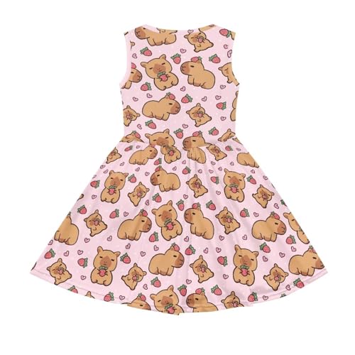 Girls Cute Summer Dresses 2-14Y Kids Mini Party Sun Dress Twirly Skater Dress Sleeveless Dress with Pockets3