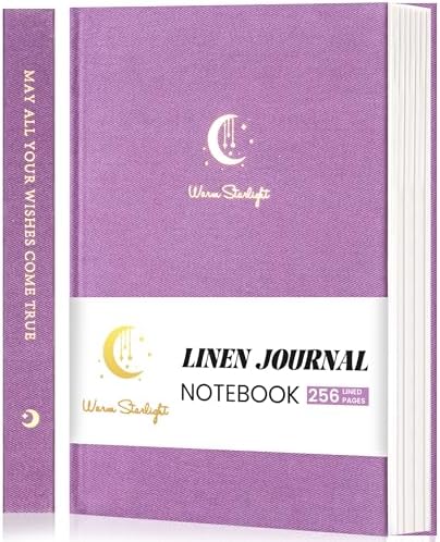 CAGIE Lined Journal Notebook for Women Girls, A5 Hardcover Linen Journals For Writing 256 Pages, Aesthetic Womens Diary, Gifts 8.3'' x 5.7'' Purple