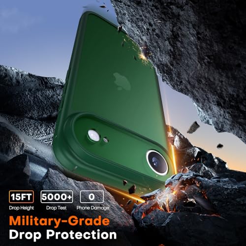 Image of TAURI for iPhone Air Case, with Screen Protector, Matte Green | Full Camera Protection, Anti-Yellowing Military-Grade Protection Shockproof Slim Phone Case for iPhone 17 Air