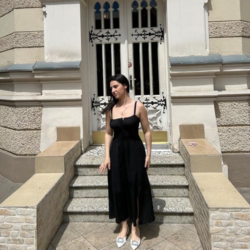 Image of ABEHIK Women Floral Corset Dress Summer Dress 2026 Boho Flowy Slit Lace Up Midi Dresses Going Out A Line Casual Sundress
