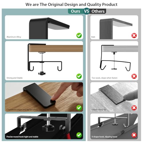 Image of Univivi No Drill Under Desk Cable Management Tray, 48 inch Cord Organizer for Table, Clamp /Screw Mount Desk Cable Management, Premium Fabric Cable Management Tray for Office, Home (Extra Large)