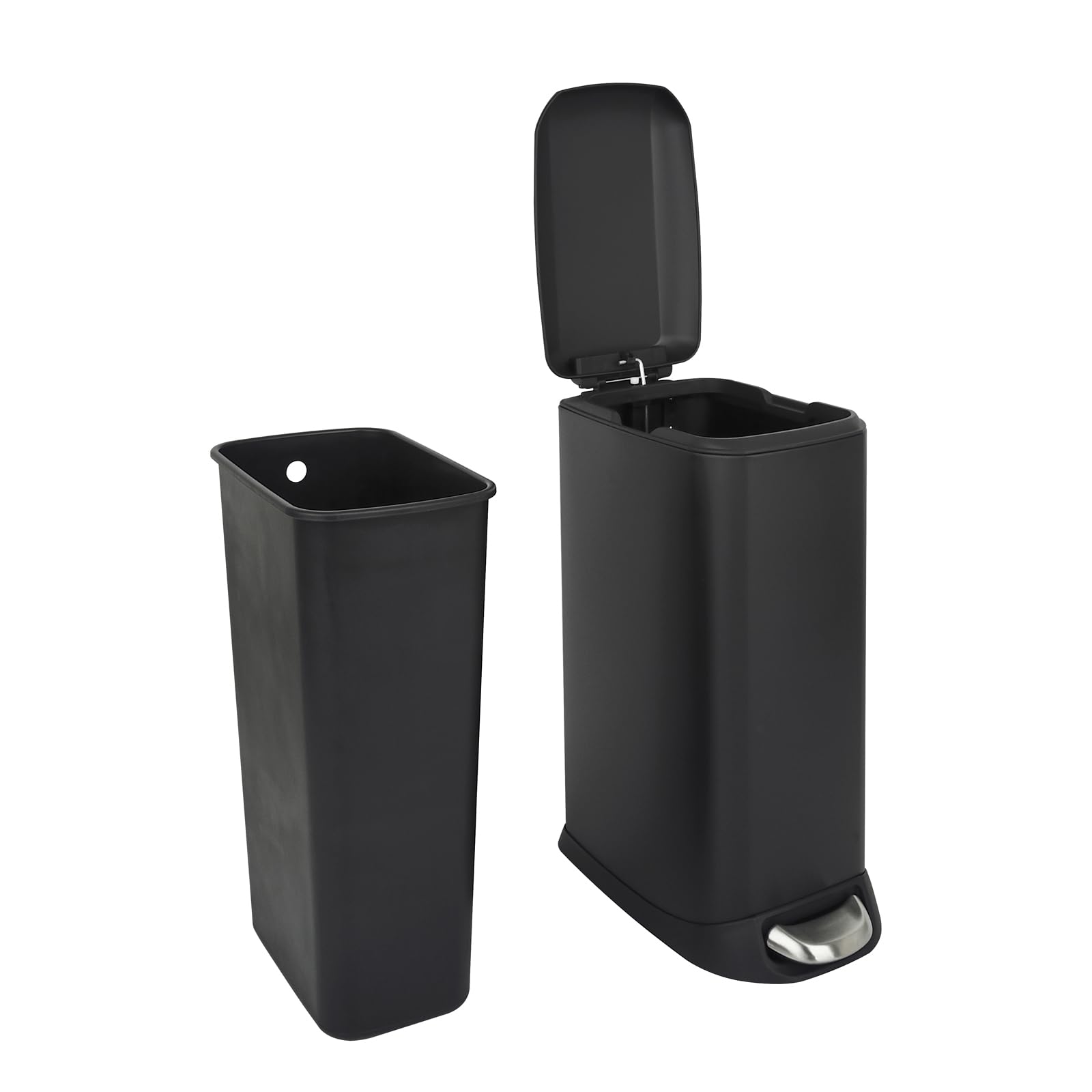 SVITA TS20 Mülleimer Treteimer 20l Kunststoff Softclose-Deckel rechteckig Schwarz