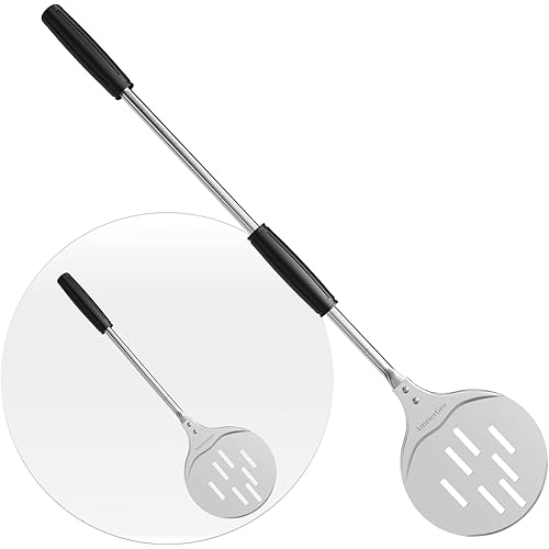 Pizza Peel - Perforated Turner, Adjustable Long Handle, Harden Anodizing, Oven Accessories