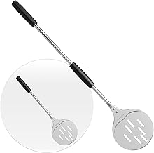 AmeierGro Pizza Turning Peel, Perforated Pizza Peel Turner, Adjustable Long Handle Pizza Spatula, Pizza Paddle Harden Anodizing, Pizza Oven Accessories for Pizza