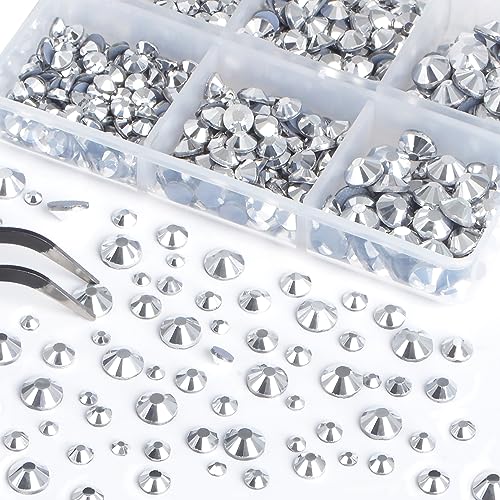 Image of Bymitel Hotfix Crystal Rhinestones Round Gems for Crafts,Mixed 6 Sizes with Wax Pencil Kit, Labrdor 1.6-6.3mm SS4-SS30 /8000pcs